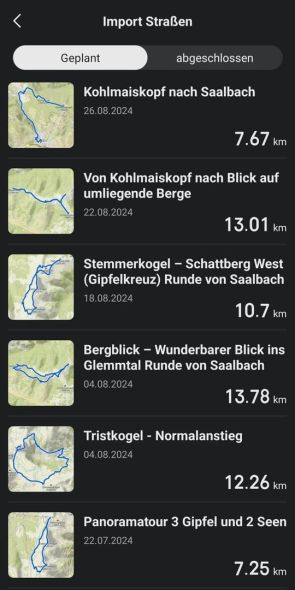 Importing routes from Komoot