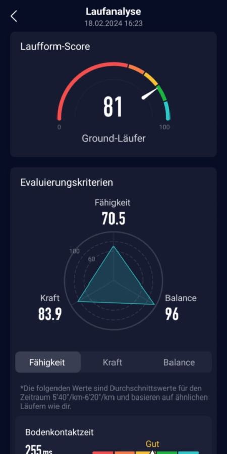 Auswertung nach Laufanalyse