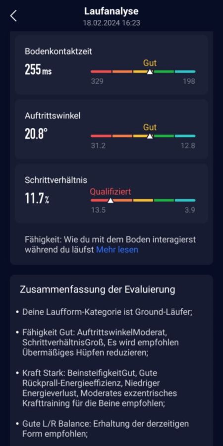 Auswertung nach Laufanalyse