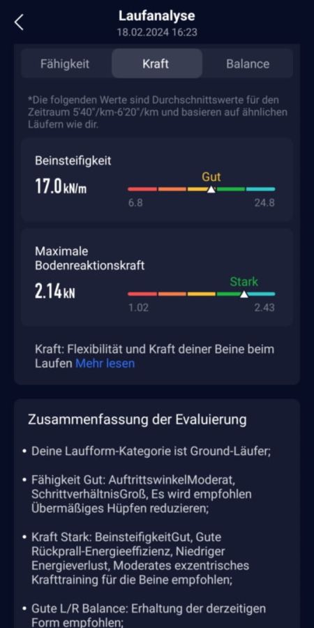 Auswertung nach Laufanalyse